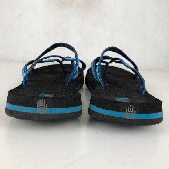 Teva Women's Size 8 Olowahu Blue White Open Toe Strappy Vegan Slip On Sandals - Picture 8 of 12